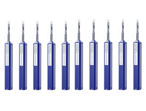 Fiber Pen Cleaner for LC/MU Connectors, 1.25mm UPC/APC Ferrule Cleaner, One-Push Fiber Optic Cleaning Tool with Extendable Probe (2.38” to 3.63”), 800+ Cleans per Unit, Anti-Static - 10 Pack - size: 1.25mm