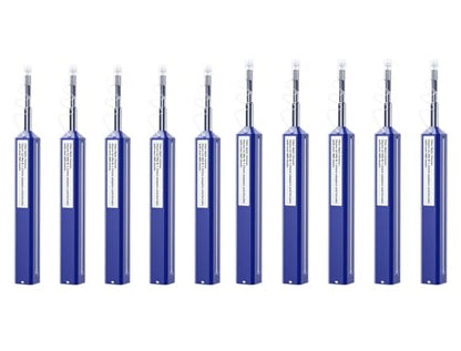 Fiber Pen Cleaner for LC/MU Connectors, 1.25mm UPC/APC Ferrule Cleaner, One-Push Fiber Optic Cleaning Tool with Extendable Probe (2.38” to 3.63”), 800+ Cleans per Unit, Anti-Static - 10 Pack - size: 1.25mm