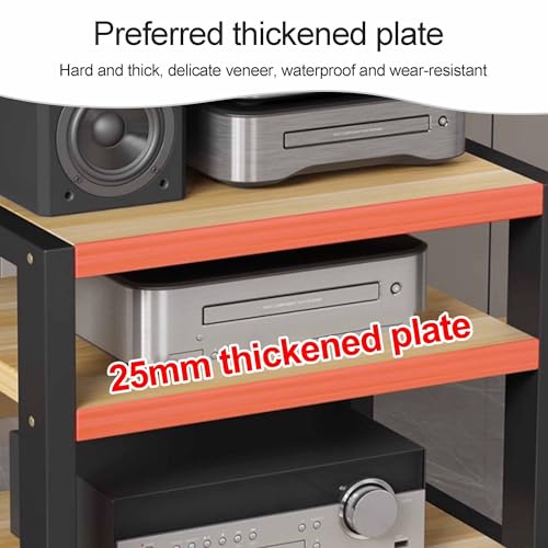 Multi-Functional Stereo Cabinet with Wooden Shelves & Steel Frame - Desktop Amplifier & AV Media Player Stand(Pomelo Wood,50 * 35 * 23cm) - color: Pomelo Wood, size: 19.7"D x 13.8"W x 9.1"H (1 Drawers)