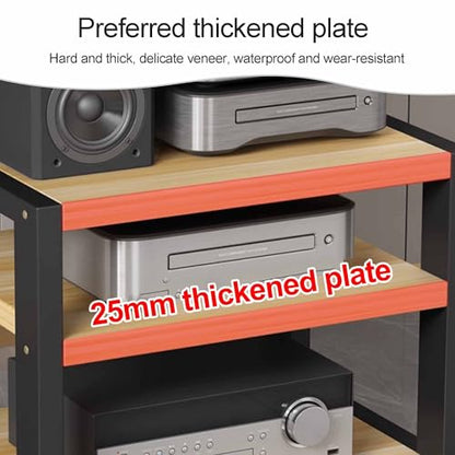Multi-Functional Stereo Cabinet with Wooden Shelves & Steel Frame - Desktop Amplifier & AV Media Player Stand(Pomelo Wood,40 * 35 * 35.5cm) - color: Pomelo Wood, size: 15.7"D x 13.8"W x 14"H (1 Drawers)