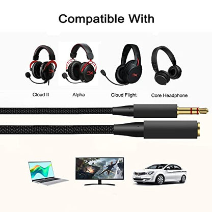 Headphone Splitter 2 in 1 Y-Splitter Replacement Audio Extension Cable Compatible with HyperX Cloud II/Cloud Alpha/Cloud Flight/Cloud Silver/Cloud Flight/CloudX Series Headsets, 6.5FT