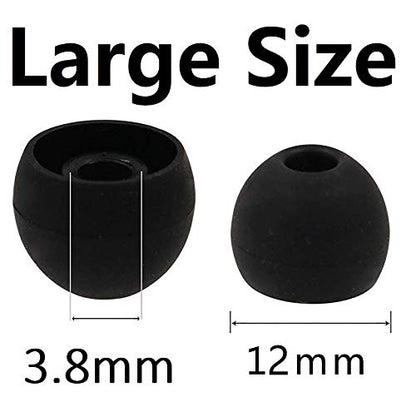 12PCS Large Size Replacement Ear Tips Earbud Eartip Ear Cap Ear Bud Tip for Powerbeats Pro, BeatsX, Senso, TOZO, Sony & Other Inner Hole 3.8mm Earbud in-Ear Headphones,Black,L