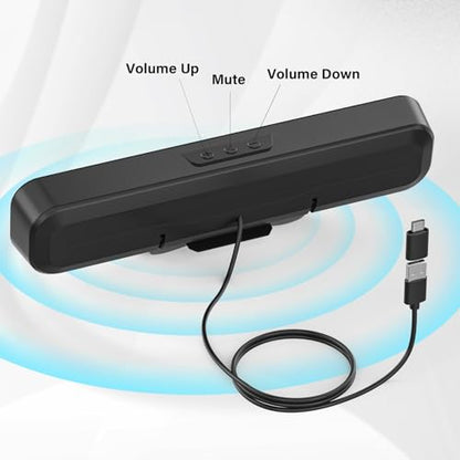 YYV Computer Speakers for Desktop PC | Monitor Speakers for Laptop,Pc Speakers with Loud Sound,Volume Control Easily Clamps to Monitors(Black)