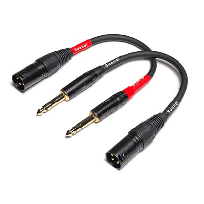 1/4 Inch TRS to XLR Male 6.35mm Balanced Signal Interconnect Microphone Cable Quarter inch to 3pin XLR Patch Cable 2Pack 8 inches - size: 6in