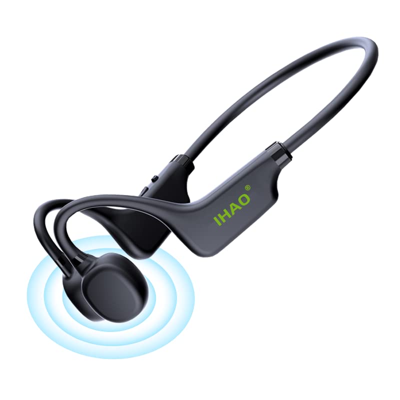 IHAO True Bone Conduction Headphones Open Ear Headset Able to be a MP3 Player with Micro Disk Stereo Bluetooth Earphone for Driving Bicycling Running Skiing - color: X9 Bone Conduction Black