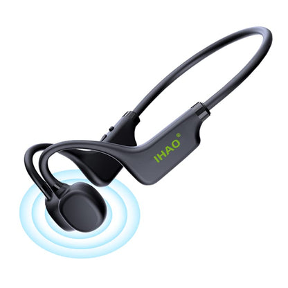 IHAO True Bone Conduction Headphones Open Ear Headset Able to be a MP3 Player with Micro Disk Stereo Bluetooth Earphone for Driving Bicycling Running Skiing - color: X9 Bone Conduction Black