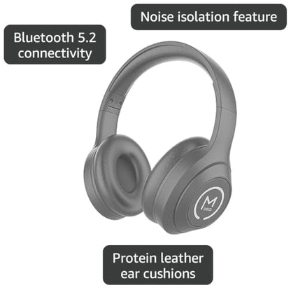 Morpheus 360 Comfort Plus Wireless Over-Ear Headphones - Bluetooth Headset with Microphone - 10H Playtime - HP6500G (Grey) - color: Grey