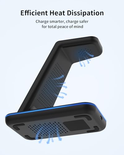 JoyGeek Wireless Charger for Samsung, 3 in 1 Charging Station for S26/S25/S24/S23/S22/S21/S20/Note20/Z Fold&Flip Series, Galaxy Watch8/7/6/5/4/3/Active2/1, Buds 3 Pro - color: Lividity