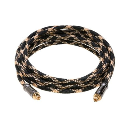 Cables Direct Online 12FT Premium Toslink Optical Audio Cable High Fidelity Digital Fiber Optic Cord for Home Theater, Sound Bar, Gaming Consoles Durable Nylon Braided Design Gold-Plated Connectors - size: 12ft