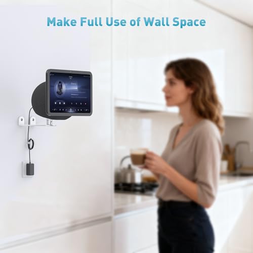 Wall Mount for Echo Show 11 & Show 8 2025, Swivel 360°, Silver | Aluminum, Tilt 20~80°, Easy Install, Durable, Echo Show 11 Wall Mount for Kitchen, Adjustable Echo Show 11 Wall Mount - color: Silver