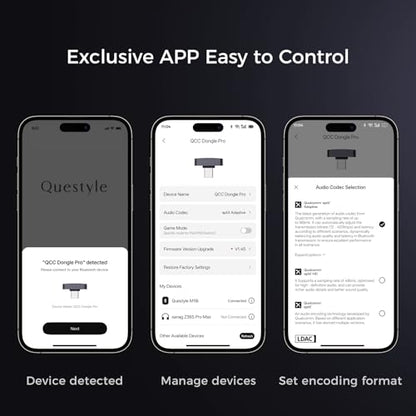 Questyle QCC Dongle Pro [MFi Certified] USB-C Bluetooth 5.4 Audio Adapter | Low Latency Bluetooth Dongle with LDAC,aptX Lossless&aptX-Adaptive,Wireless Lossless Transmitter for PC/Headphones/for PS5