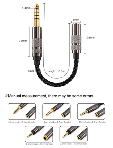 okcsc Headphone Adapter 4.4mm Male to 3.5mm Female Adapter for 3.5mm Cable Connected to Balanced 4.4mm Player Device High Stereo Audio Converter OFC Cable with Gold-Plated Plug 6 inch Length - size: 4.4mm Male to 3.5mm