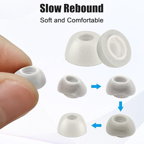 Ear Tips for Galaxy Buds3 Pro - Memory Foam Replacement Earbuds for Samsung Buds 3 Pro, Compatible with Samsung Galaxy Buds 3 Pro Accessories, XL/L/M (3 Pairs) (Whitegrey)