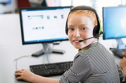 Avid Products AE-36 Headset in Green with Adjustable Boom Microphone for School, Classroom, Education, Testing and Assessment (10 Pack) - color: Green, size: 10 Pack