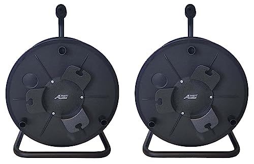 AUDIO 2000'S Two-Pack Deluxe Portable Cable Reels, Total Capacity: 1440 Feet of 6mm Black Cable, Each Reel: 720 Feet, Black