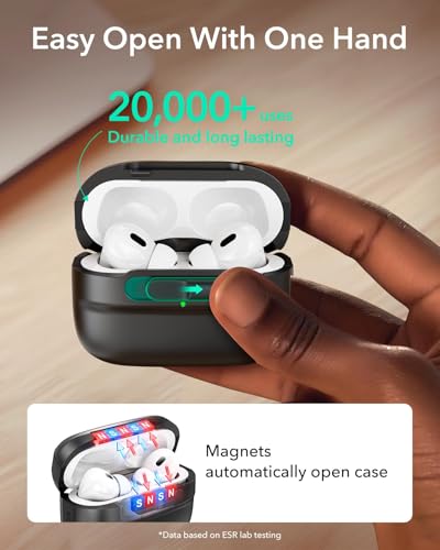 ESR for AirPods Pro 2 Case (2023/2022/2019), Compatible with MagSafe, Black | Compatible with Airpods Pro (USB-C/Lightning Cable), Magnetic Lid, Full Drop Protection Cover with Lanyard - color: Black, size: Airpods Pro 2&1 Case