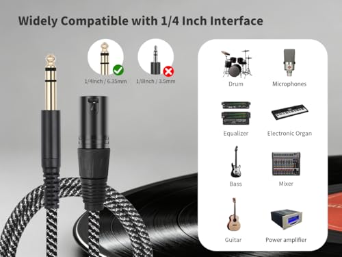 2Pack 1/4 Inch TRS to XLR Male Balanced Microphone Cable ,6.6FT,Braid | 1/4 to XLR Cable 6.35mm TRS Cable XLR Audio Cable TRS to XLR Male Female Audio Microphone Mixer Amplifier Studio Monitor - color: 6FT, size: XLR Male to 6.35