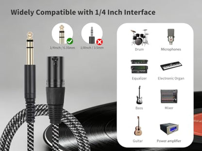 2Pack 1/4 Inch TRS to XLR Male Balanced Microphone Cable ,6.6FT,Braid | 1/4 to XLR Cable 6.35mm TRS Cable XLR Audio Cable TRS to XLR Male Female Audio Microphone Mixer Amplifier Studio Monitor - color: 6FT, size: XLR Male to 6.35