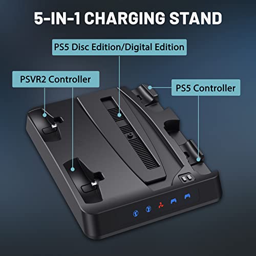 Upgraded PSVR2 Controller Charging Dock, Cooling Station with 3-Level Speeds Silent Fan, VR and PS5 Stand Horizontal Display Your PSVR2 and PS5 Accessories - color: PlayStation 5 Consoles