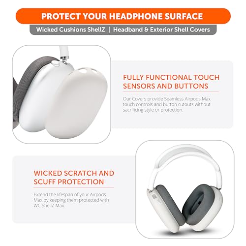 WC ShellZ Max - Protective Shell Covers for AirPods Max 1 & 2 | Made by Wicked Cushions | Made with Premium Silicone | Beige - color: Beige