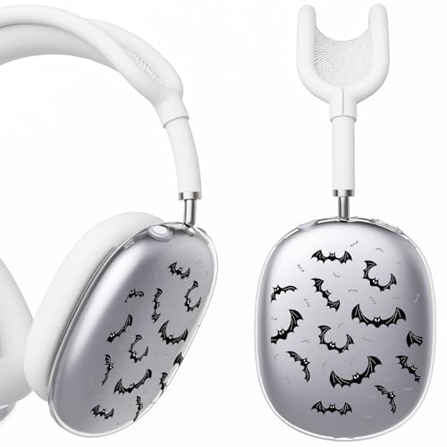 for AirPods Max Headphones Halloween Ear Covers for AirPods Max 2 | Cool Bat Clear Ear Cups Cover | White Silicone Ear Pad Case Headband Cover for Apple AirPods Max 2/1 (2026/2024/2020) - color: Bat B/White
