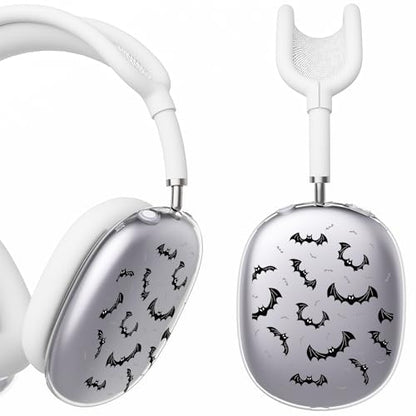 for AirPods Max Headphones Halloween Ear Covers for AirPods Max 2 | Cool Bat Clear Ear Cups Cover | White Silicone Ear Pad Case Headband Cover for Apple AirPods Max 2/1 (2026/2024/2020) - color: Bat B/White