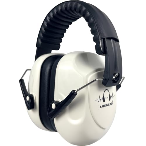 SAFEBUILDER Ear Muffs Noise Reduction SNR 33dB Adjustable Lightweight Safety Earmuffs Sound Proof Noise Cancelling ANSI - color: 1-white