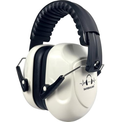 SAFEBUILDER Ear Muffs Noise Reduction SNR 33dB Adjustable Lightweight Safety Earmuffs Sound Proof Noise Cancelling ANSI - color: 1-white