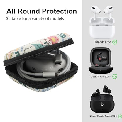 Earbud Case,Headphone Organizer Earbud Storage Bag, Hard EVA Shockproof Cover Carrying Case with Carabiner Clip Compatible with AirPods 5 4 AirPods Pro 2nd /3/2/1 Bose Galaxy Buds (Flower) - color: Flower