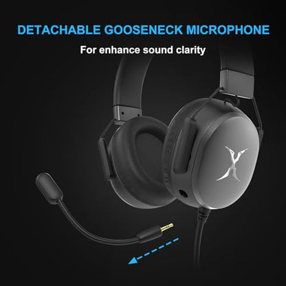 FOXXRAY BA-68 Gaming Headset for PC, PS4, PS5, Xbox, Lightweight Over-Ear Headphone with mic, 50MM Dynamic Drivers, 3.5mm Audio Jack, Soft Memory Foam Cushion, Removable Microphone