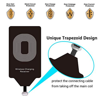 Wireless Charging Receiver Qi Charger Adapter for Moto E7 Plus LG G5 Galaxy A40 A41 A42 5G A60 A12 A11 A10e A01 A32 A31 A30 A22 A21s A21 A20e A20 A72 A71 A52 A51 A50 Samsung USB Type C Android Charge