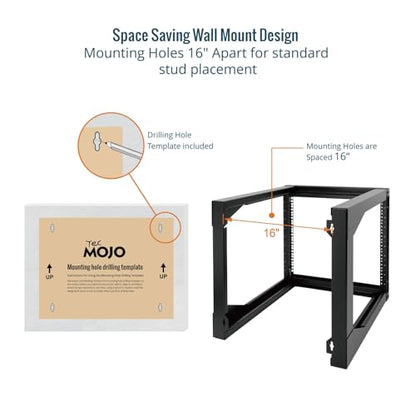 Tecmojo 9U Rack Wall Mount with Swing Gate, 9U Server Rack for 19inch Computer/AV/Data/IT/Media Equipment, Open Frame Server Rack with 24inch Depth, Square&Tapped Holes - size: 9U/24" Depth (New)
