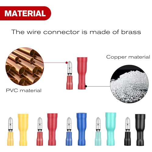 Nilight 200PCS Bullet Terminals Wire Connectors AWG 22-14 | Female & Male Butt Insulated Waterproof Electrical Connector Kit for Automotive Marine Electrical wiring - color: 200PCS Bullet Terminals