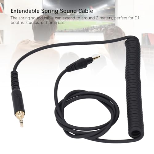 Haofy Headphone Sound Cable OFC Shielded Replacement Audio Cable 1.2m to 2m Coiled Cord with 3.5mm Plug 6.3mm Adapter Locking Design for DJ Studio for Pioneer HDJ CUE1 X5 X7 S7