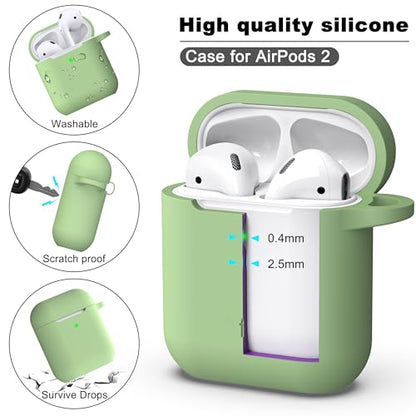 for AirPods 2nd/1st Case Silicone Cover, Avocado | Compatible with Apple AirPods 2nd/1st (2019/2016) Generation with Keychain & Cleaner Kit, Wireless Charging Compatible - color: E1-Avocado