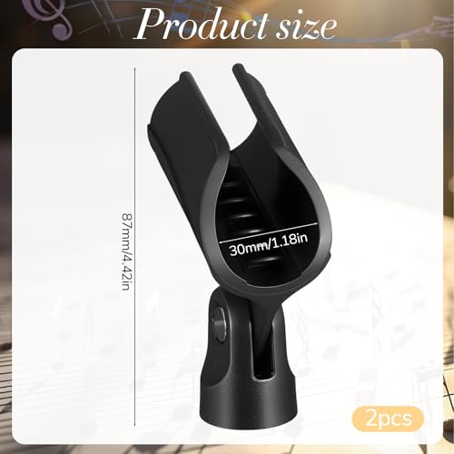 2 Pcs Universal Microphone Clip Holder, 5/8" Male to 3/8" Female Screw Adapter Adjustable Mic Clip Holder for Handheld Microphones and Recording Condenser