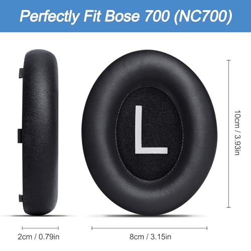 GEVO Ear Pads Replacement for Bose NC700, Black | Earpads for Bose Noise Cancelling Headphones 700, Soft Protein Leather, High-density Memory Foam - color: Black