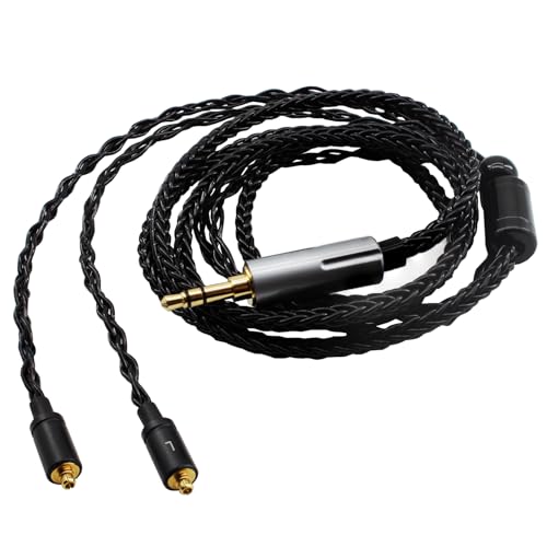 Youkamoo MMCX IEM Replacement Cable, 3.5mm Detachable Silver-Plated Copper Earphone Cord Compatible with Shure SE215, SE425, SE535, SE846, 4ft/1.2m Black - color: Black