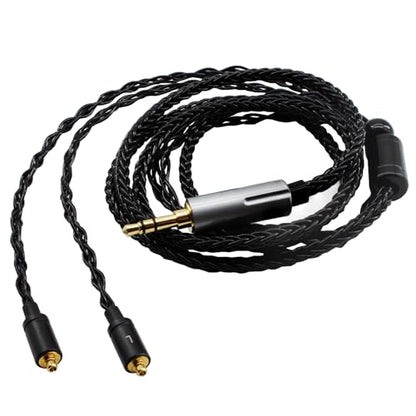 Youkamoo MMCX IEM Replacement Cable, 3.5mm Detachable Silver-Plated Copper Earphone Cord Compatible with Shure SE215, SE425, SE535, SE846, 4ft/1.2m Black - color: Black