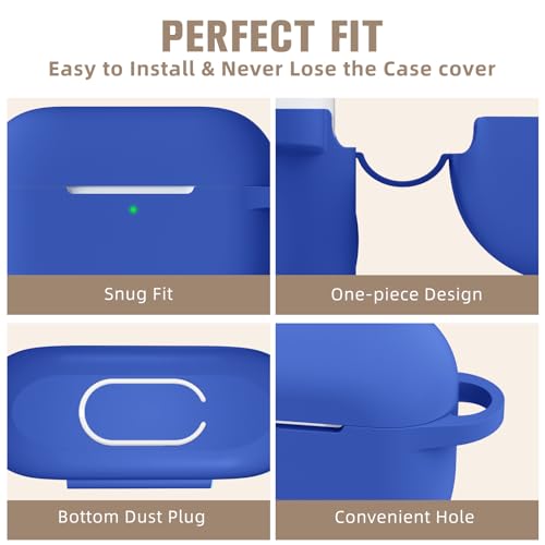 Hamile Compatible with AirPods Pro Case Protective Silicone Airpod Case Shockproof Cover Skin for Airpod Pro 2019 Charging Case, with Keychain, Royal Blue - color: 6-Royal Blue