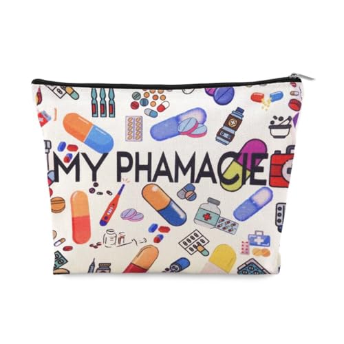 Pharmacy Technician Makeup Bag Pharmacist Graduation Retirement Appreciation Gifts Pharmacy Medication Storage Pharmacist Student Essentials Medical Zip Bag Travel Pharmacie Toiletry Cosmetic Pouch - color: Pharmacy Technician Makeup Bag