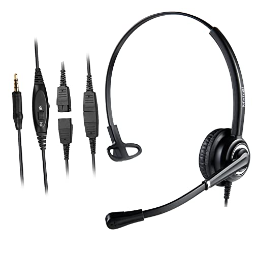 MAIRDI Cell Phone Headset with Microphone Noise Canceling, PC Laptop Headset 3.5mm Jack for Office Work, Phone Headset for iPhone Computer Samsung Androids Tablets Skype Teams Video Conference - style: Mono 612