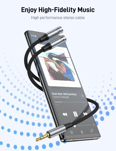 3.5mm Headphone Splitter, Aux Audio Stereo Y Splitter Extension Cable Male to Female Dual Headphone Jack Adapter for Switch 2/PS4/PS5 iPhone iPad, Tablet, Laptop.