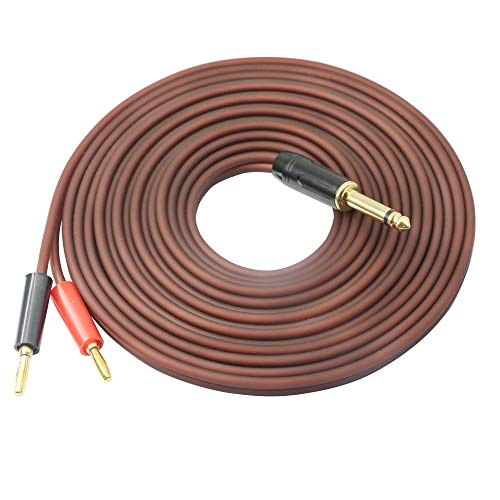 1/4 TS to Banana Plug,6.35mm TS Phono to Banana Speaker Audio Cable-5M | Gold-Plated 1/4 TS Male to Dual Banana Plugs OFC HiFi Speaker Wire for DJ Application, Mixer, Headphone Jack-16.5ft - size: 5m