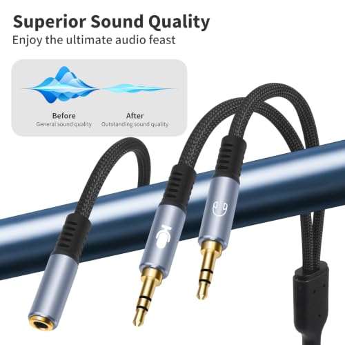 1/8" TRS Stereo Splitter Cable for Headphone, PC Laptop, Perfect for Switching or Two Sets of Speakers (1/8" TRS Stereo Female to Dual Male, 3.3FT-Splitter 20cm) - size: 3.3FT-Splitter 20cm, style: 1/8" TRS Stereo Female to Dual Male
