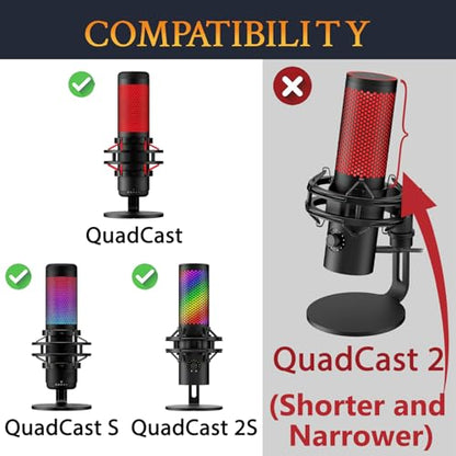 SOULWIT Pop Filter for HyperX QuadCast/QuadCast S/QuadCast 2S - Black | (Not Fit QuadCast 2), WindScreen for HyperX QuadCast/QuadCast S/QuadCast 2S Microphone