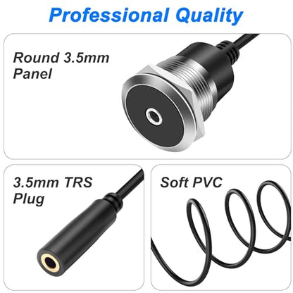XMSJSIY 3.5mm TRS Panel Mount Female to Female Headphone Audio Cable | 1/8" TRS to Threaded Round 3.5mm Jack Extension Cable Embedded Fixed AUX Audio Adapter for Laptop Microphones - 50CM/1.64FT - style: Female