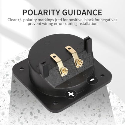 3.1 in Square Push Spring Speaker Box Terminal Cup, 4 Pack | Features 2-Way Speaker Terminal Cup with Gold Plated Binding Posts; Bare Wire Connection. - color: 3.1 Inch Square Push Spring, size: 4