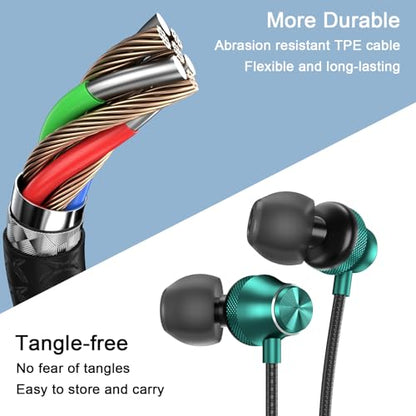 USB C Headphones Wired Earbuds for Samsung S26 S25 S24 S23 A16 A17 | in-Ear Earbuds Wired Noise Isolating With Microphone for iPhone 17 16 Pro Max/iPad 11 A16/Pixel/Android Small Ear Kids - color: Green