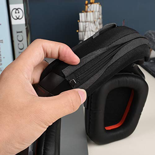QC35 Headband Cover for Beats Solo 3, Solo HD, QC25, Soundlink AE II Universal Replacement Head Band Protector with Zipper, Headband Cover Cushion Protector Pad for Headphones (Small, Black) - size: Max for 1-1/2''W cushion pad
